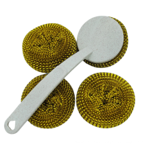 Gold Plated PET Cleaning Scourer with Handle